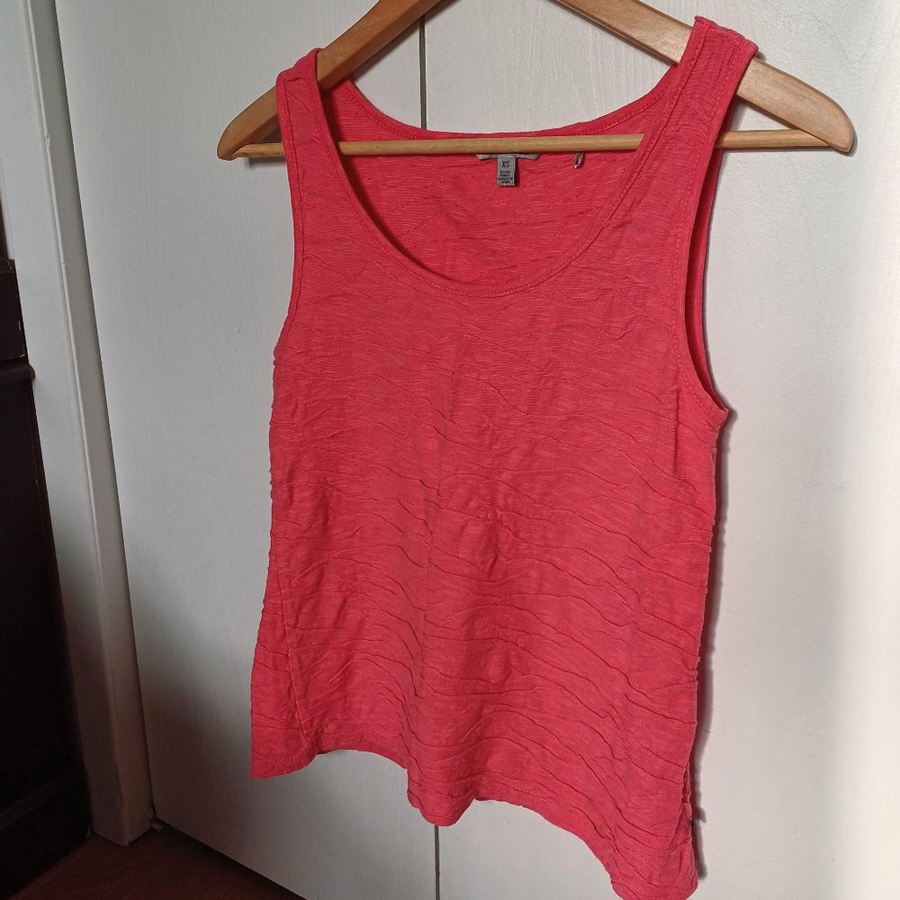 Toad & Co Sleeveless Knitted Texture Tank Top Coral Pink Organic Cotton T-Shirt